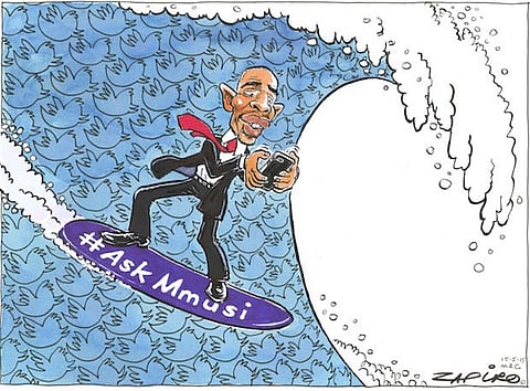 DA leader Mmusi Maimane is still riding the wave. More magic available at www.zapiro.com.