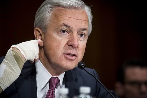 John Stumpf, chief executive officer of Wells Fargo & Co., testifies before the Senate Committee on Banking, Housing, and Urban Affairs in Washington, D.C., U.S., on Tuesday, Sept. 20, 2016. Stumpf, struggling to quell public rancor after the bank's employees opened unauthorized accounts for legions of customers, said the company has expanded its review of the matter to include 2009 and 2010. Photographer: Pete Marovich/Bloomberg