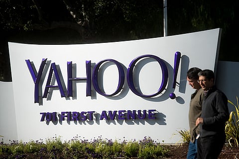 People walk on the Yahoo! Inc. headquarters corporate campus in Sunnyvale, California, U.S. 500 million accounts were compromised. Photographer: Noah Berger/Bloomberg