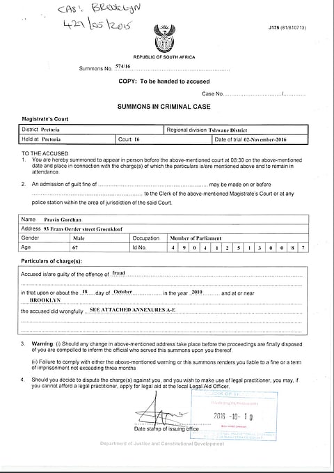 NPA charge sheet: Gordhan accused on terms of Pillay’s employment contract.