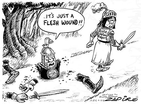 Zapiro sums up how much damage Thuli Madonsela's State Capture report did to SA President Jacob Zuma. More magic available at www.zapiro.com.