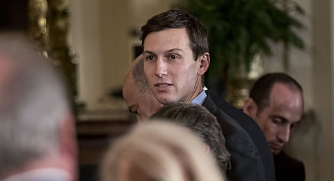 Jared Kushner, senior White House adviser, arrives to attend a joint news conference between U.S. President Donald Trump and Theresa May, U.K. prime minister, not pictured, in the East Room of the White House in Washington, D.C., U.S., on Friday, Jan. 27, 2017. The British prime minister is planning to pitch a free-trade deal to the new U.S. leader just as the reality of a new era of protection for American workers sinks in. Photographer: Andrew Harrer/Bloomberg