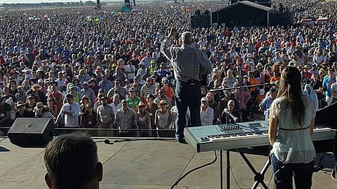 Angus Buchan leading the one million plus gathering in Bloemfontein.
