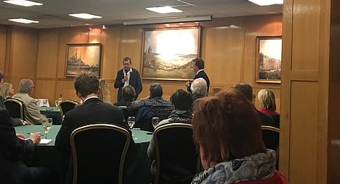 Bernard Swanepoel speaking at the launch of the Biznews London Club.