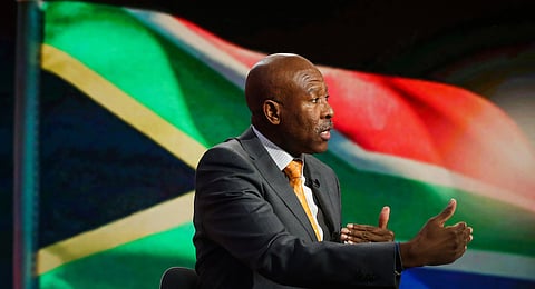 Lesetja Kganyago, governor of the South Africa Central Bank, speaks during a Bloomberg Television interview in New York, U.S., on Friday, Nov. 10, 2017. South Africa has limited space for counter-cyclical monetary policy to support economic expansion because inflation risks have increased, Kganyago said. Photographer: Christopher Goodney/Bloomberg