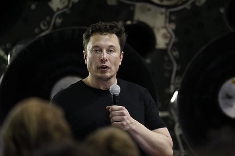 Elon Musk, chief executive officer for Space Exploration Technologies Corp. (SpaceX), speaks during an event at the SpaceX headquarters in Hawthorne, California, U.S., on Monday, Sept. 17, 2018. Musk just revealed the identity of the precious cargo hitching a ride around the moon with his rocket company: Japanese billionaire Yusaku Maezawa. Photographer: Patrick T. Fallon/Bloomberg