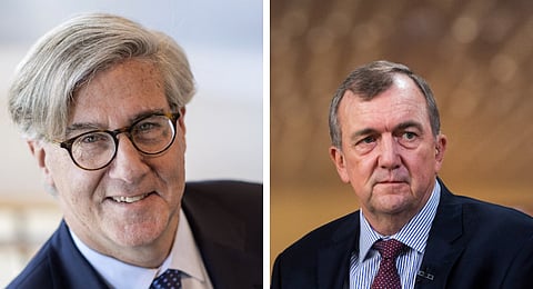 John Thornton (L) is a Goldman Sachs alumnus educated at Yale, Harvard and Oxford. Mark Bristow (R) is a South African geologist and big-game hunter.