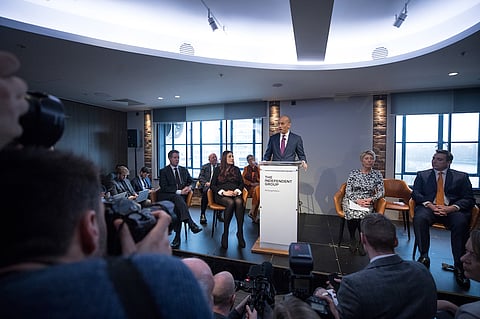 Chuka Umunna, UK lawmaker, speaks during a news conference announcing their resignation from the main UK opposition Labour Party in London, UK, on Monday, Feb. 18, 2019. Umunna is one of seven members of Parliament saying they will stand as independents after quitting the Labour Party over issues including Brexit and antisemitism. Photographer: Jason Alden/Bloomberg
