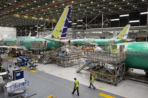 737 Max jets being assembled at Boeing's facility in Renton. Photographer: David Ryder/Bloomberg