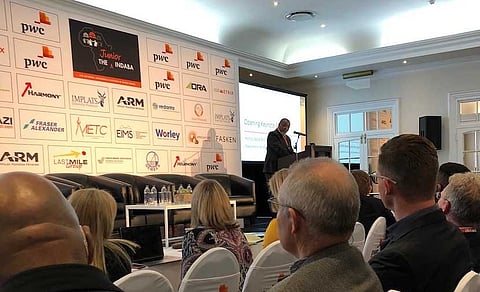 Mines and energy minister Gwede Mantashe addresses delegates at the Junior Mining Indaba at the Johannesburg Country Club in Auckland Park. Pic: Alec Hogg