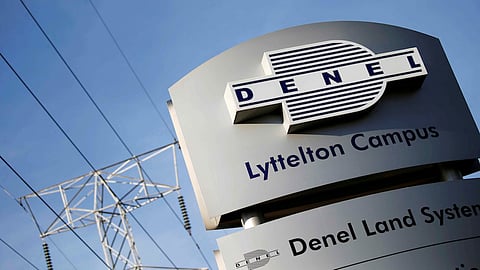 FILE PHOTO: Denel company logo is seen at the entrance of their business divisions in Pretoria, South Africa, December 4, 2018 Picture taken December 4, 2018. REUTERS/Siphiwe Sibeko/File Photo