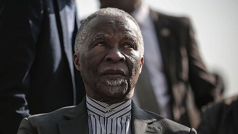 Former South African President Thabo Mbeki takes part in the global 'Walk Together' initiative by Nelson Mandela's group The Elders to celebrate Nelson Mandela's 100th Anniversary at Constitution Hill in Johannesburg on July 18, 2018. Photographer: Gulshan Khan/AFP/Getty Images