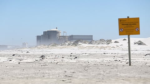 CAPE TOWN, SOUTH AFRICA - FEBRURY 16: A general view of the Koeberg Nuclear Power Station near Melkbos on February 16, 2021 in Cape Town, South Africa. It is reported that both Eskom and the National Nuclear Regulator (NNR) have dismissed safety claims raised by activists that sea air corrosion at the Koeberg containment building endangers the public. (Photo by Gallo Images/Shaun Roy)