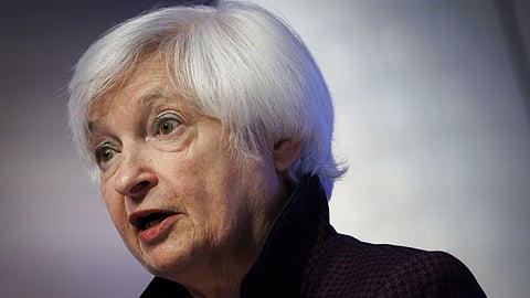 Janet Yellen, US Treasury secretary, speaks at a news conference during the annual meetings of the International Monetary Fund (IMF) and World Bank Group in Washington, DC, US, on Friday, Oct. 14, 2022. Yellen this week, reacting to data showing another faster-than-anticipated increase in consumer prices, said the US has "more work to do" to restrain the worst burst of inflation since the 1980s. Photographer: Ting Shen/Bloomberg