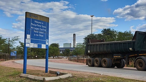 A coal delivery truck departs the Eskom Holdings SOC Ltd. Medupi coal-fired power station in Lephalale, South Africa, on Thursday, May 19, 2022. South Africa’s Eskom is increasing power cuts to prevent a total collapse of the grid as issues grow from lack of imports to breakdowns at its coal-fired plants. Photographer: Waldo Swiegers/Bloomberg