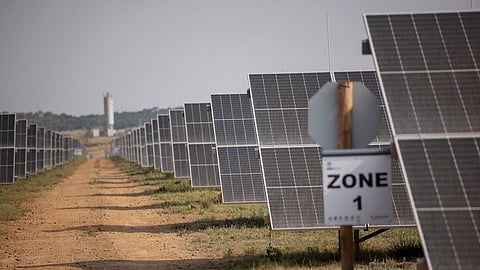 Photovoltaic panels in the Khanyisa solar plant at the Gold Fields Ltd. South Deep gold mine in Westonaria, South Africa, on Wednesday, Oct. 12, 2022. Gold Fields will seek shareholder approval next month for its acquisition of Canada’s Yamana, which owns about 56% of the giant Mara project in Argentina.