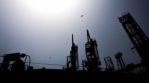 Workers engage in the liquefied natural gas (LNG) ship-to-ship operation at PGP Consortium Ltd. LNG Terminal in Karachi, Pakistan, on Friday, June 24, 2022. This is the third time this month that Pakistan failed to complete an liquefied natural gas (LNG) tender for July, and the country’s inability to purchase fuel threatens to exacerbate electricity shortages just as hotter weather boosts air conditioning and power demand.