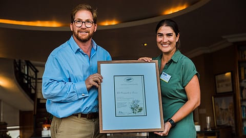 Jonathan Oppenheimer with JWO winner Dr Elizabeth le Roux