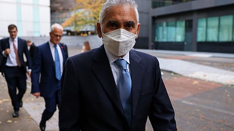 Kalidas Madhavpeddi, chairman of Glencore Plc, leaves Southwark Crown Court in London, UK, on Wednesday, Nov. 2, 2022. Glencore officials delivered cash in private jets to officials across Africa, UK prosecutors said as they laid out a web of bribery and corruption orchestrated by the London oil trading desk.