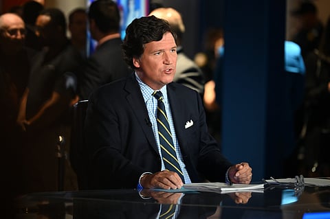 Tucker Carlson speaks during 2022 FOX Nation Patriot Awards at Hard Rock Live at Seminole Hard Rock Hotel & Casino Hollywood on November 17, 2022 in Hollywood, Florida. Photographer: Jason Koerner/Getty Images