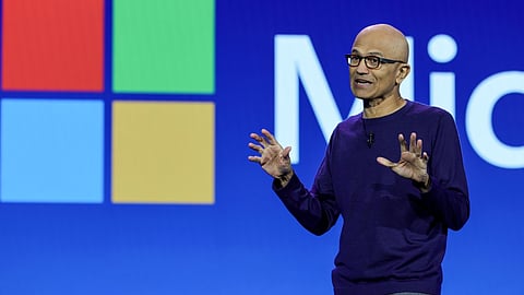 Microsoft CEO Satya Nadella cut the company from its Windows ball-and-chain.
Photographer: Ethan Miller/Getty Images