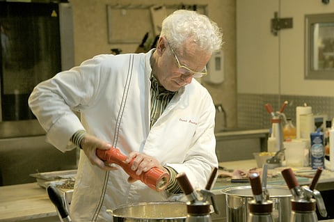 NEW YORK, NY - OCTOBER 14: Chef David Bouley prepares in the kitchen during a Dinner with David Bouley part of the Bank of America Dinner Series presented by The Wall Street Journal at David Bouley Test Kitchen on October 14, 2017 in New York City. (Photo by Chance Yeh/Getty Images for NYCWFF)