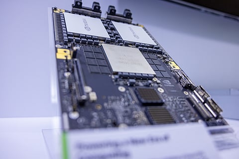 An Nvidia Cop. GB200 superchip on display in Taipei, Taiwan, on Wednesday, June 5, 2024. Nvidia was already the world's most valuable semiconductor firm. Now, it's become the first computer-chip company ever to hit $3 trillion in market capitalization.