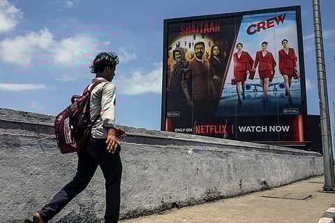 A billboard advertising Netflix Inc. shows in Mumbai, India, on Wednesday, June 5, 2024. For many foreign investors, Indias near-$400 billion stock-market wipeout on Tuesday is just another opportunity to buy into what they see as one of the world's most promising economies.