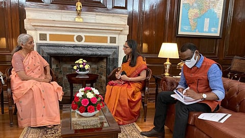 Sheth and Bose apprising Sitharaman about the progress made in the sphere of inheritance and succession planning