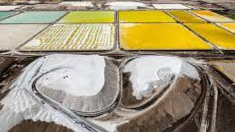 The vivid hues of a lithium fields are caused by different concentrations of lithium carbonate