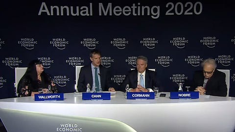 Panellists discuss the Australia wildfires at the WEF in Davos.
