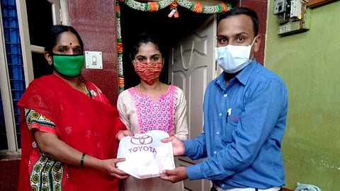 TKM employees distributed health and hygiene kits in their neighbourhoods in and around Bengaluru