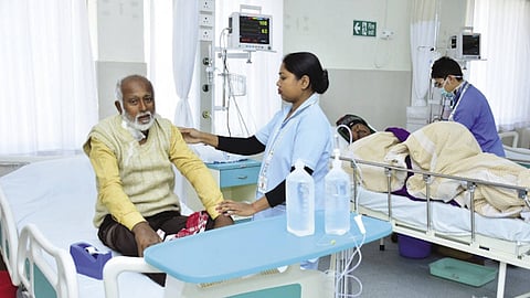 A patient is being treated at ONGC’s Siu-Ka-Pha Multi-specialty hospital