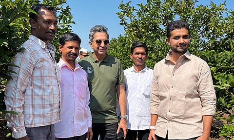 Narain with farmers: discussing solutions