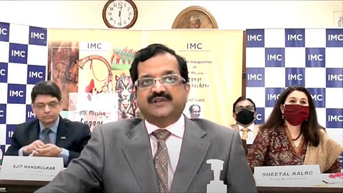 Podar with IMC officials at the Mission Engage Maharashtra online event