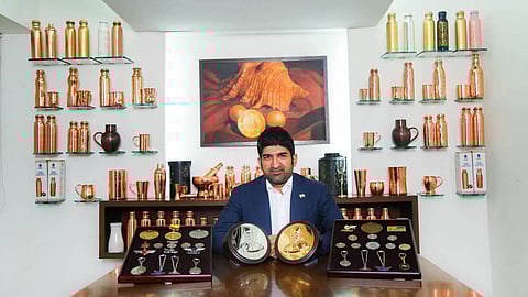 Mittal makes copper bottles as well as a range of home ornaments and institutional give-aways