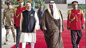 Modi with Sheikh Ahmed Abdullah Al-Ahmed Al-Sabah, the Prime Minister of Kuwait: bridging the gap