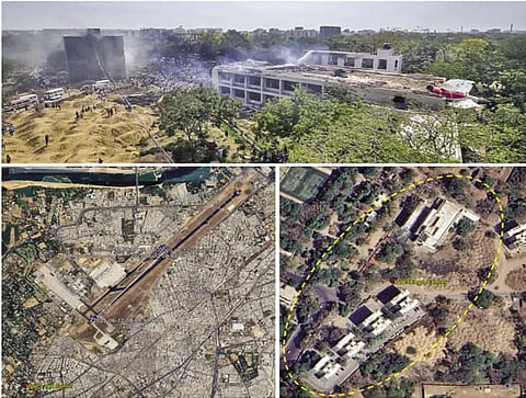 Accident site with respect to airport (left) and debris field