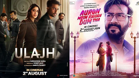 A poster from Ulajh (left) and a poster from Auron Mein Kahan Dum Tha