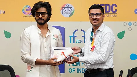 A still of Teja Sajja at IFFI 2024