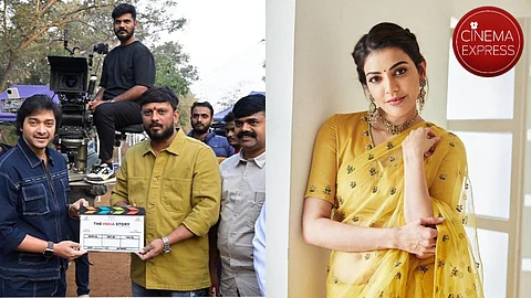 Shreyas Talpade at the film's muhurat shot (left) and Kajal Aggarwal