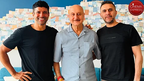 Farhan Akhtar (L), Anupam Kher (M) and Ritesh Sidhwani (L) come together for Tanvi The Great