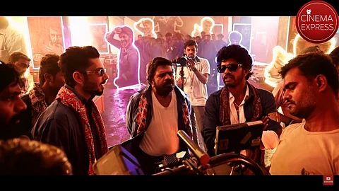 From L to R: Anirudh, T Rajhenddherr, and actor-choreographer Sandy in the BTS for Chikitu