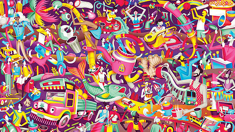 Illustrations Capturing the Cosmic Chaos of India