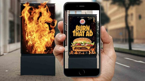 PHOTOGRAPH COURTESY OF BURGER KING
BURGER King’s ‘Burn That Ad’ campaign.