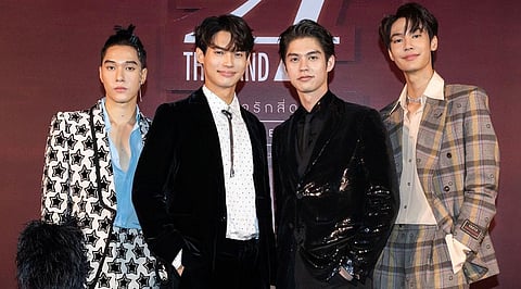 PHOTOGRAPH COURTESY OF gmmtv
F4 Thailand cast (from left) Nani Hirunkit, Win Metawin, Bright Vachirawit and Dew Jirawat.