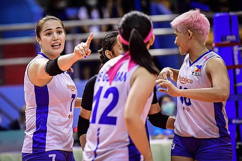 Michele Gumabao issues instructions to her national teammates in the ASEAN Grand Prix in Thailand. | PHOTOGRAPH COURTESY OF AVC
