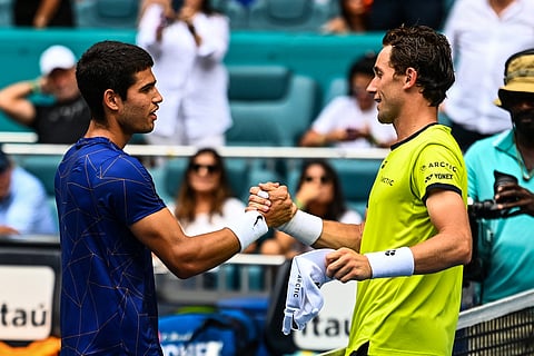 Spaniard Carlos Alcaraz (left) and Norwegian Casper Ruud renew their rivalry as they vie for the US Open crown. | CHANDAN KHANNA/agence france-presse