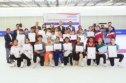 Young skaters and coaches from India and the Philippines were awarded their individual certificates for participating in the Figure Skating Development Camp hosted by the Ice Skating Association of India at SM Skating Megamall last 18 to 29 August 2022.