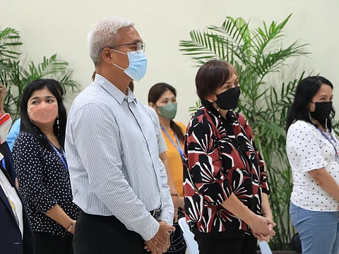PSC chairman Jose Emmanuel ‘Noli’ Eala attends the first Friday mass with sports commissioner Olivia ‘Bong’ Coo. (PSC photo)